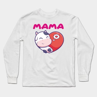 cute cow love heart Mama Long Sleeve T-Shirt